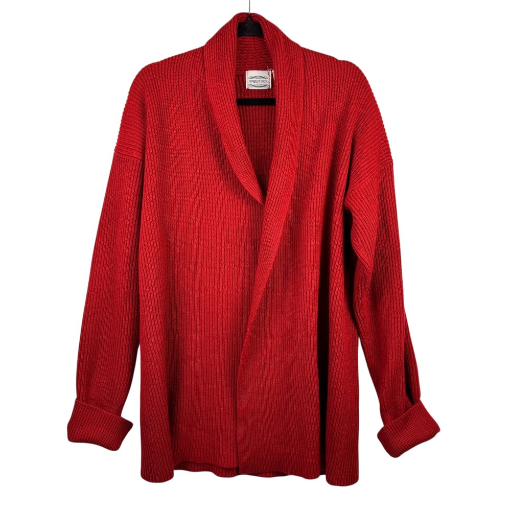 Vintage Separate Issue Cardigan Sweater Women Medium Red Shawl Collar‎ Open